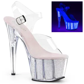 7" Reactive Glitter Platform Heel (ADORE-708UVG)