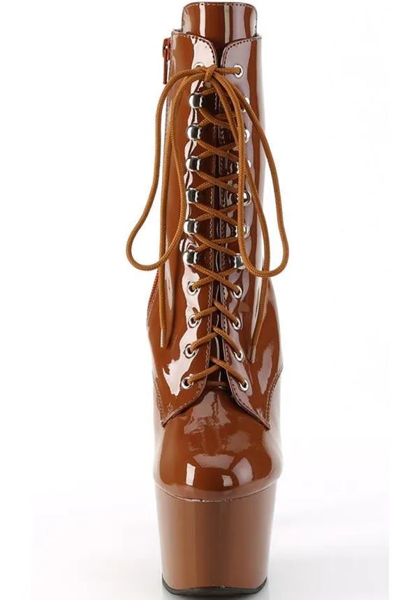 ADORE-1020 [Caramel Patent] | PLATFORM BOOTS [PREORDER]