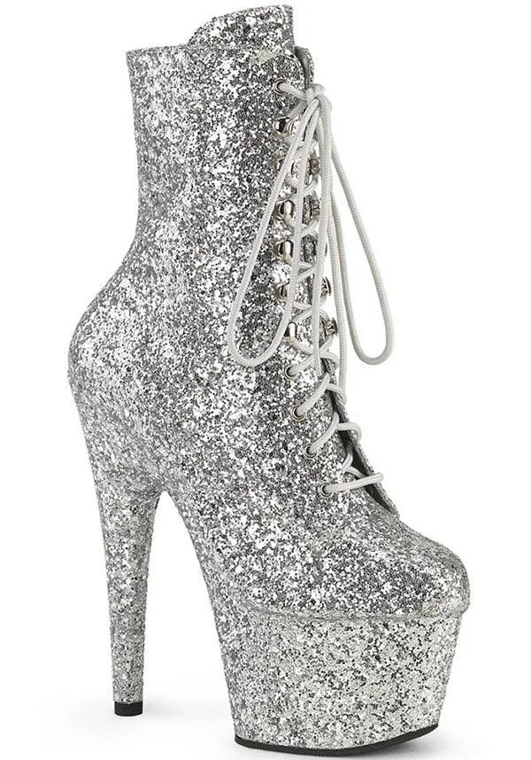 ADORE-1020GWR [Silver Glitter] | PLATFORM BOOTS [PREORDER]