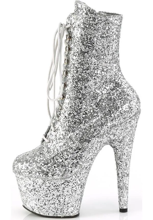 ADORE-1020GWR [Silver Glitter] | PLATFORM BOOTS [PREORDER]