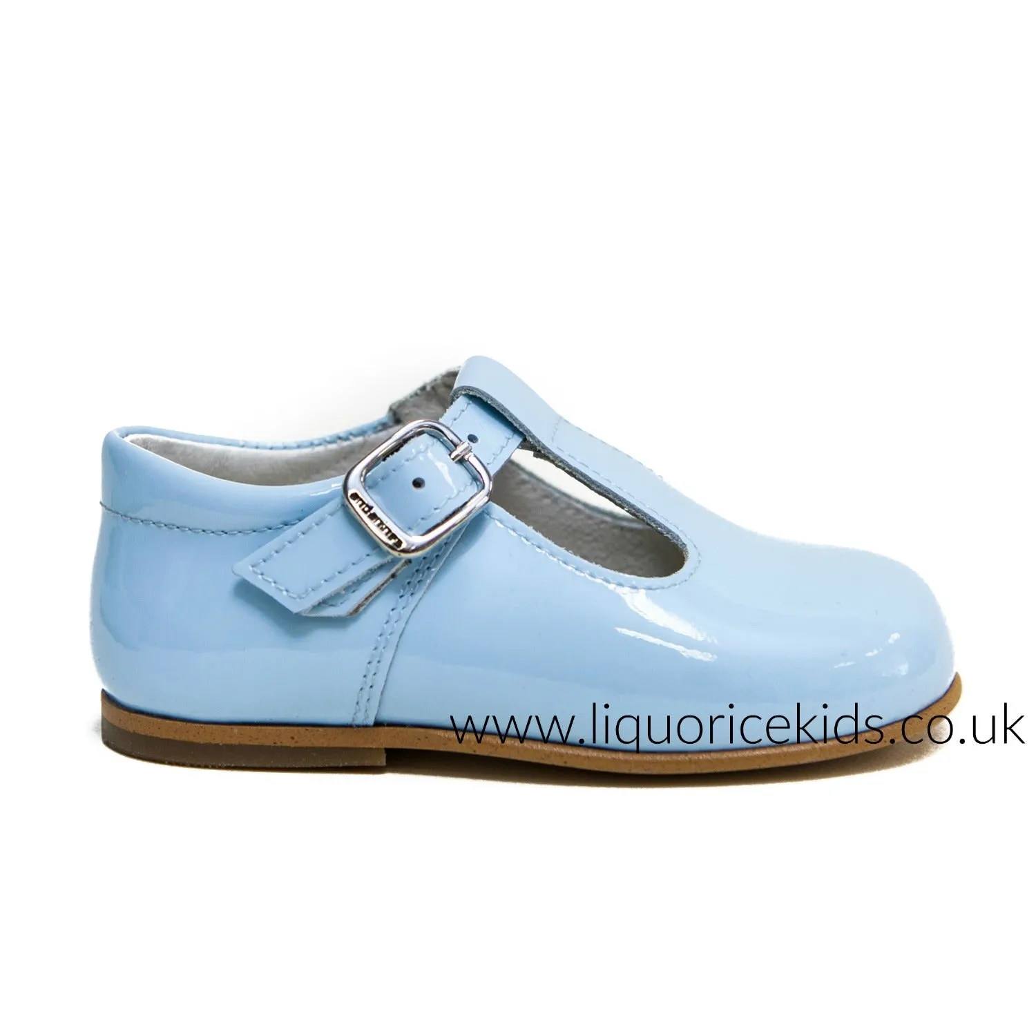 Andanines Boys Baby Blue Patent Leather T-Bars