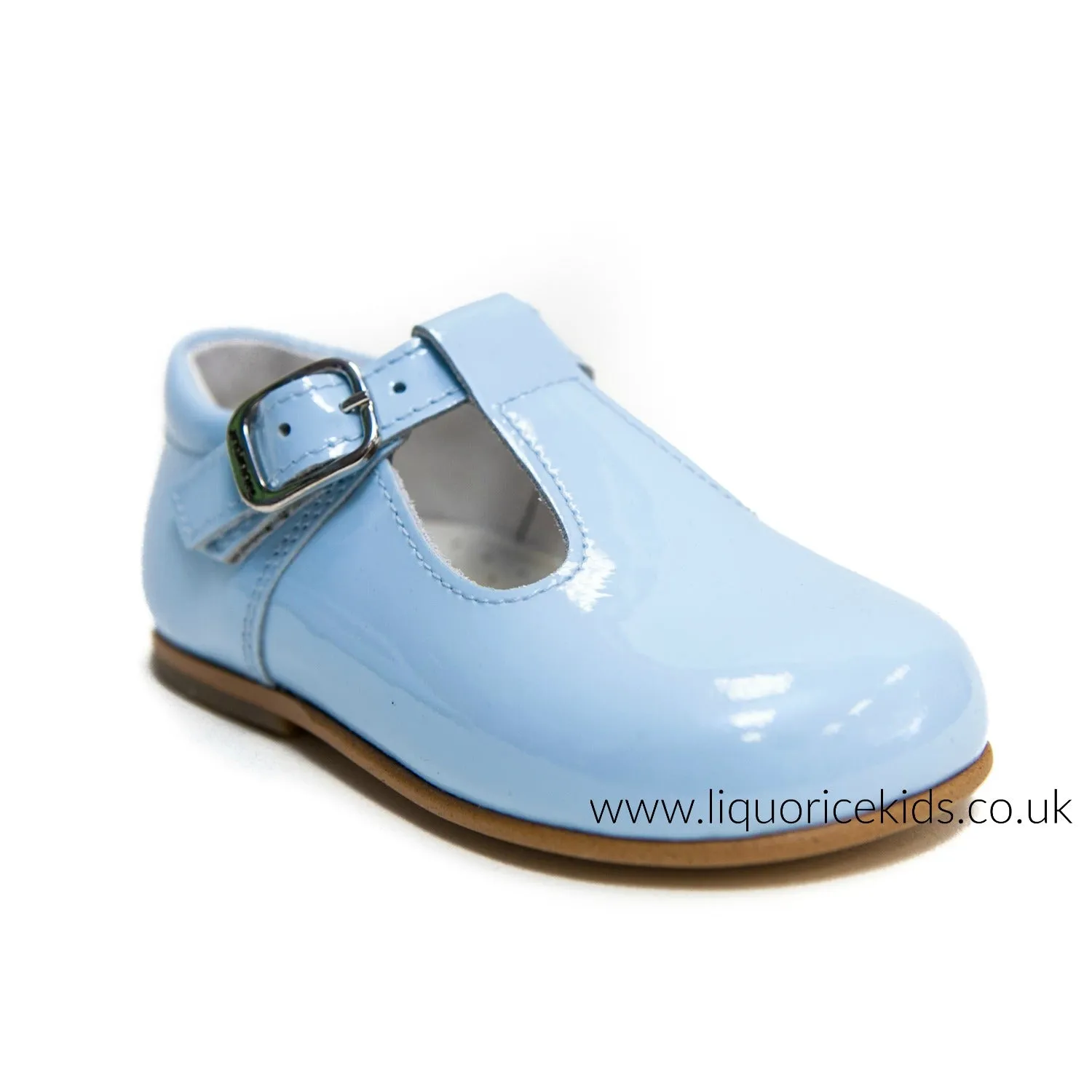 Andanines Boys Baby Blue Patent Leather T-Bars