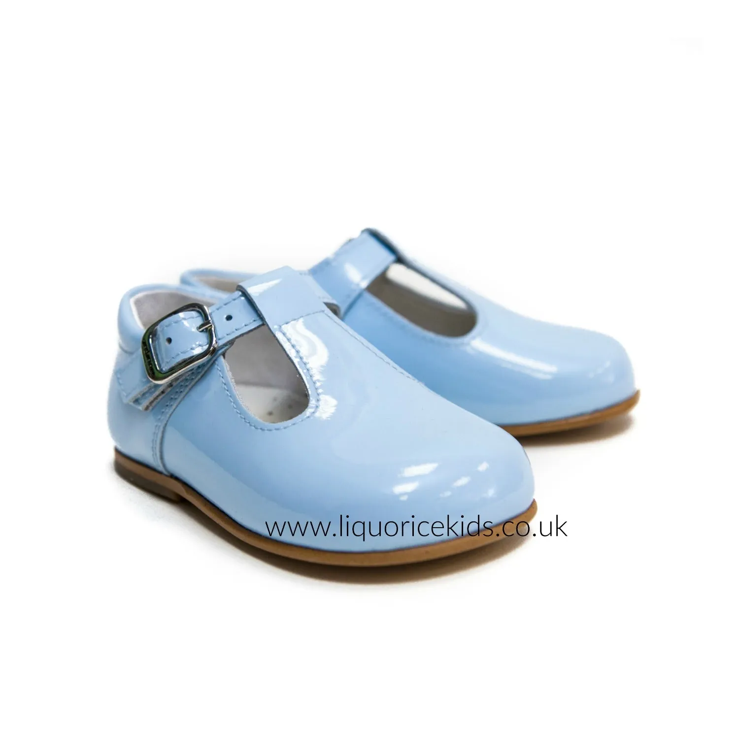 Andanines Boys Baby Blue Patent Leather T-Bars