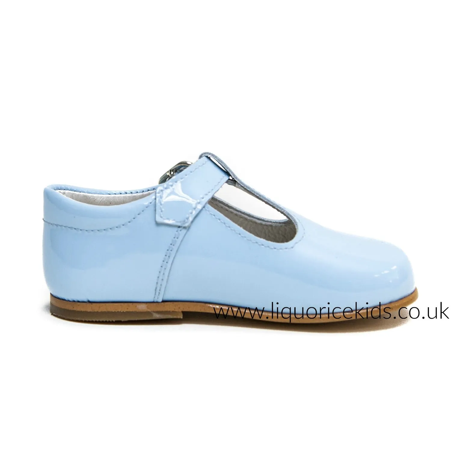 Andanines Boys Baby Blue Patent Leather T-Bars