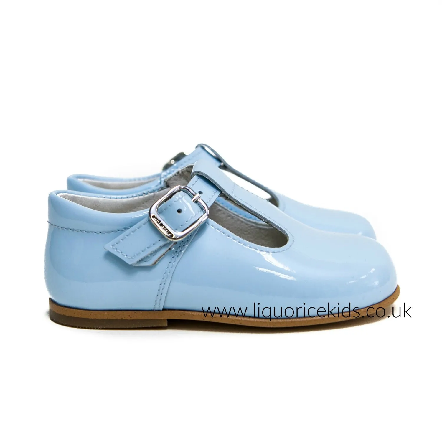 Andanines Boys Baby Blue Patent Leather T-Bars