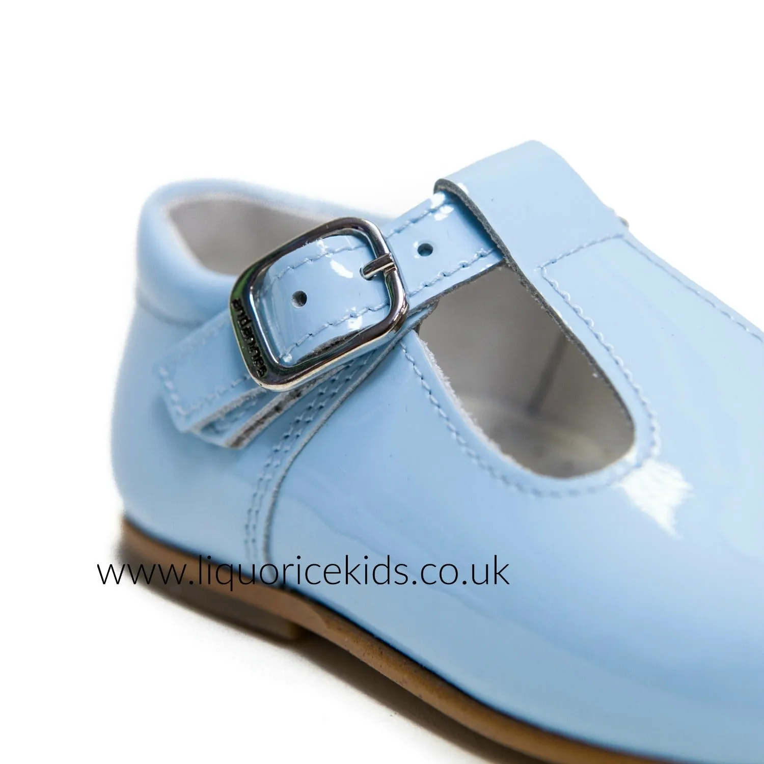 Andanines Boys Baby Blue Patent Leather T-Bars