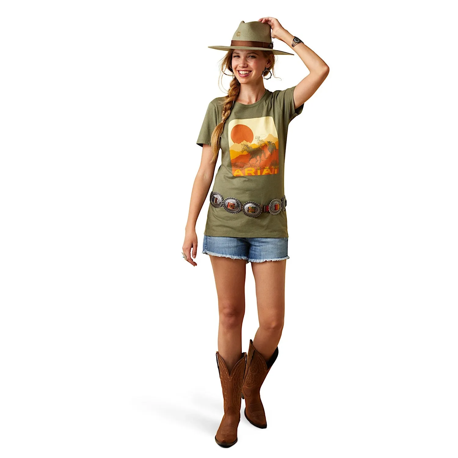 Ariat Womens Mustang Fever Tee Military Heather