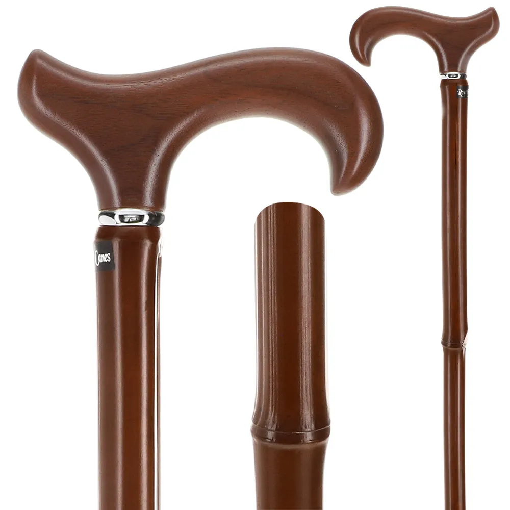 Bamboo Shaft Cane with Walnut Derby Handle: Elegant Design