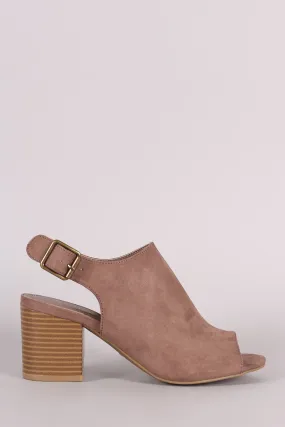 Bamboo Suede Slingback Chunky Mule Heel