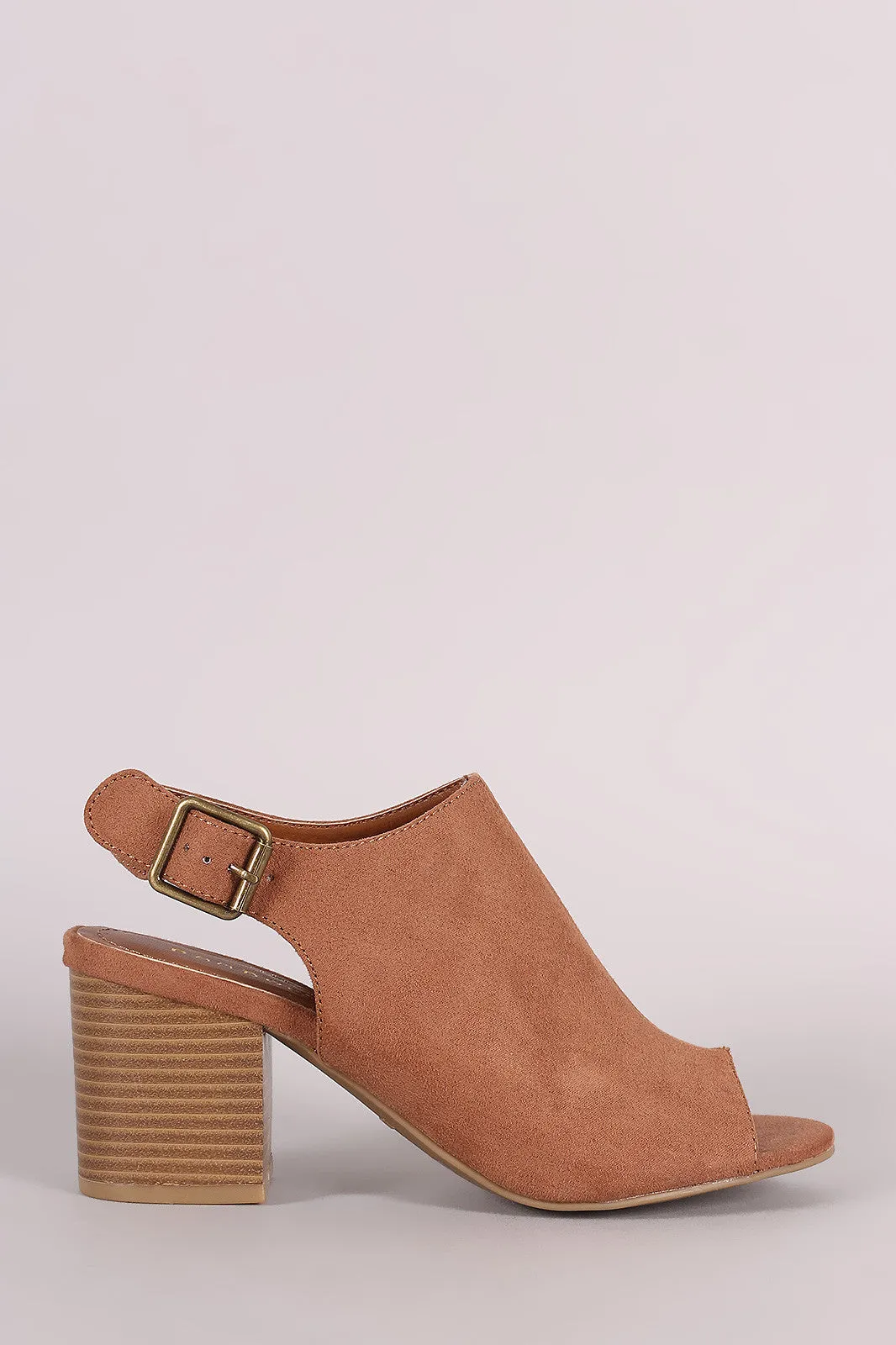 Bamboo Suede Slingback Chunky Mule Heel