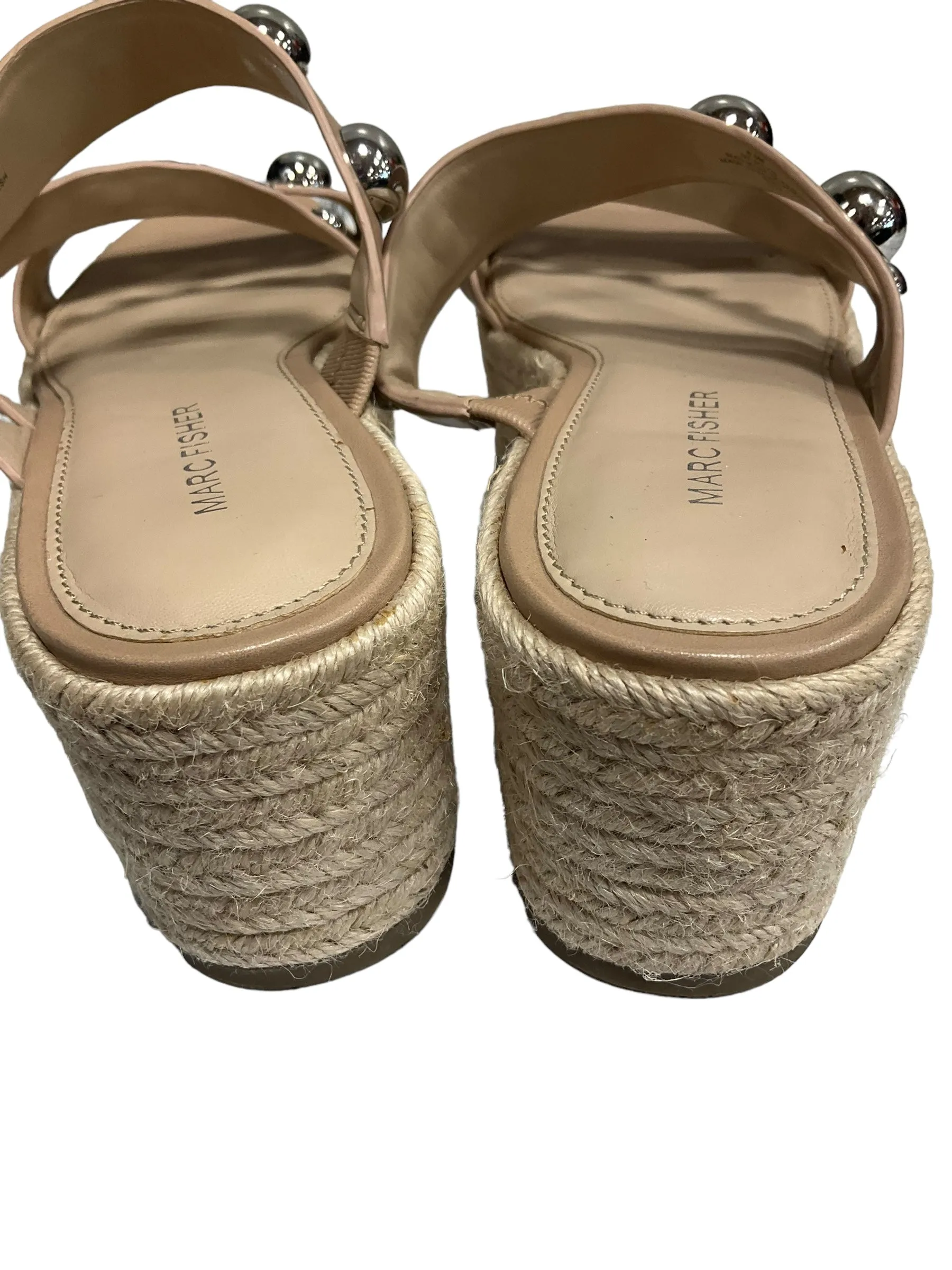 Beige Sandals Heels Platform Marc Fisher, Size 9.5