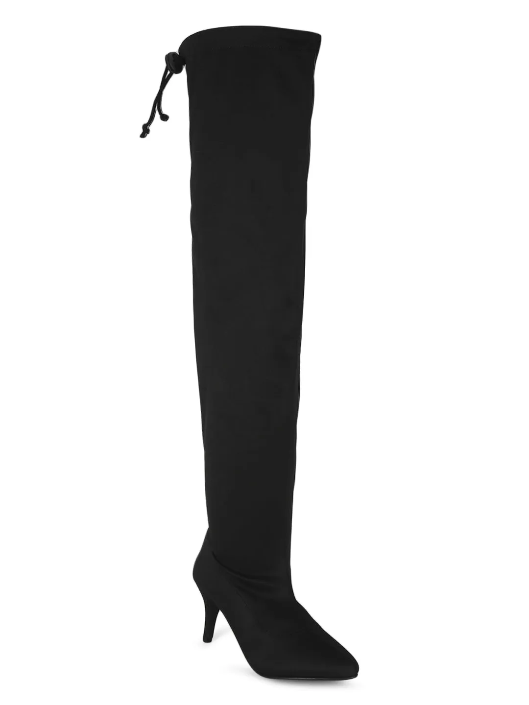 Black Lycra Stiletto Long Boots (TC-ST-1269-BLKLYC)