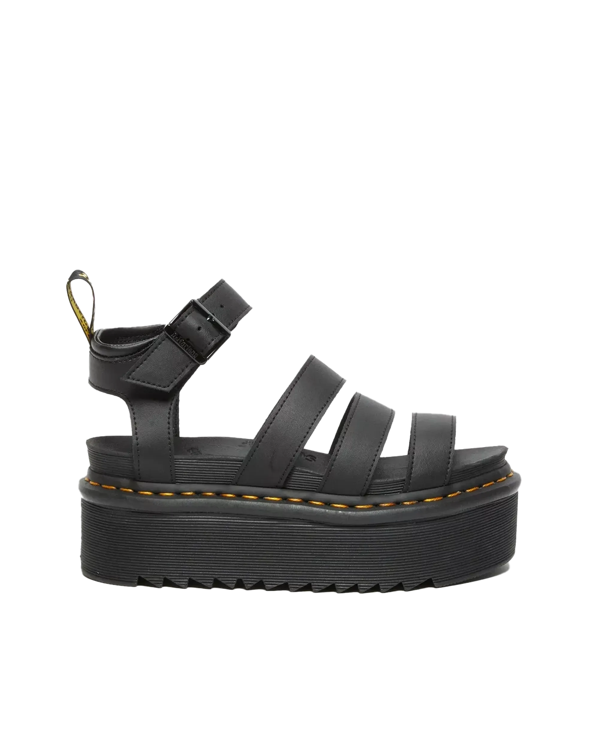 Blaire Quad Hydro Leather Platform Gladiator Sandals in Black Hydro