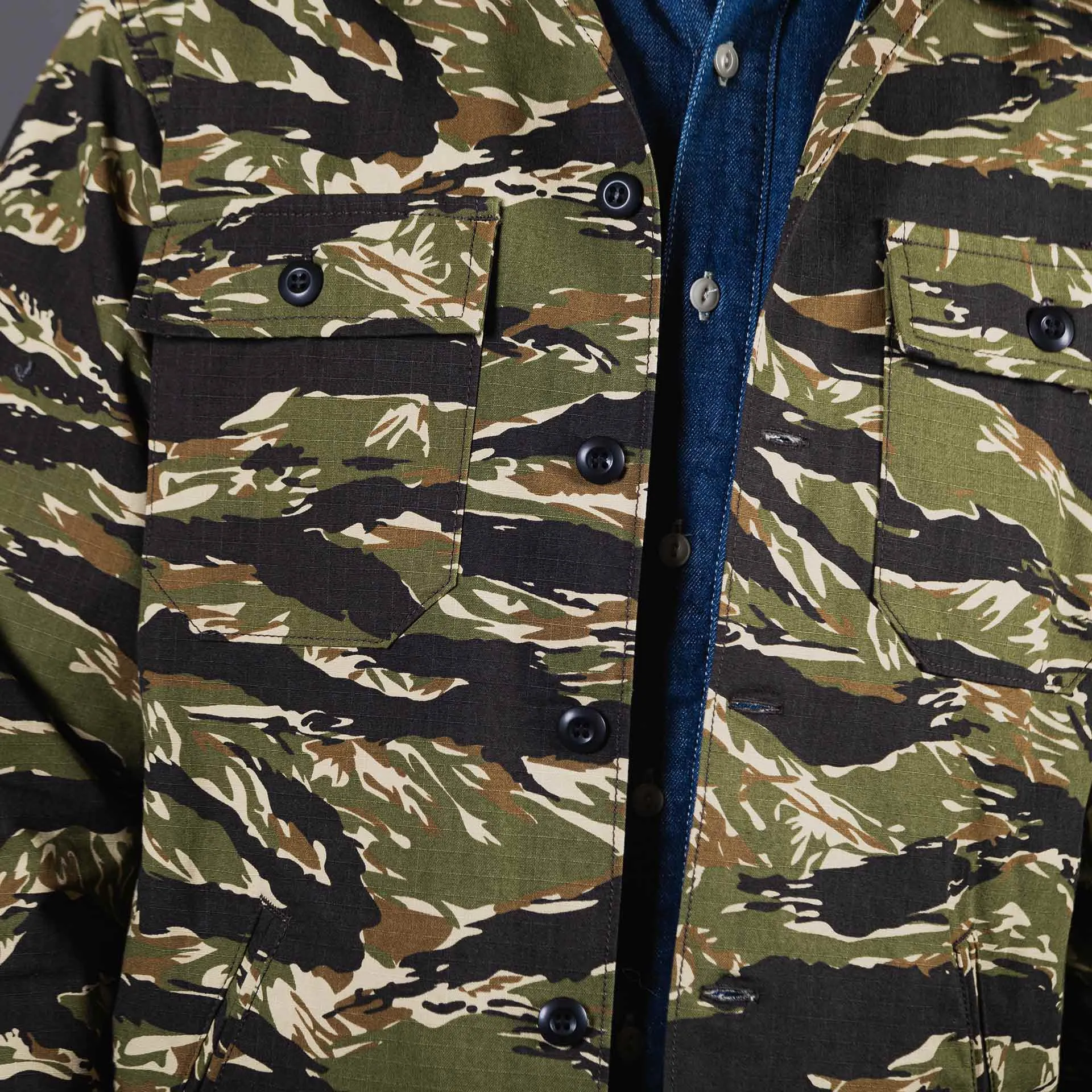 BWS-03 MILITARY OVERSHIRT 8 oz. tiger camo ripstop [AW24]