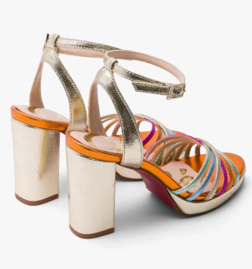 Cuple Multicolor Leather Platform Sandals