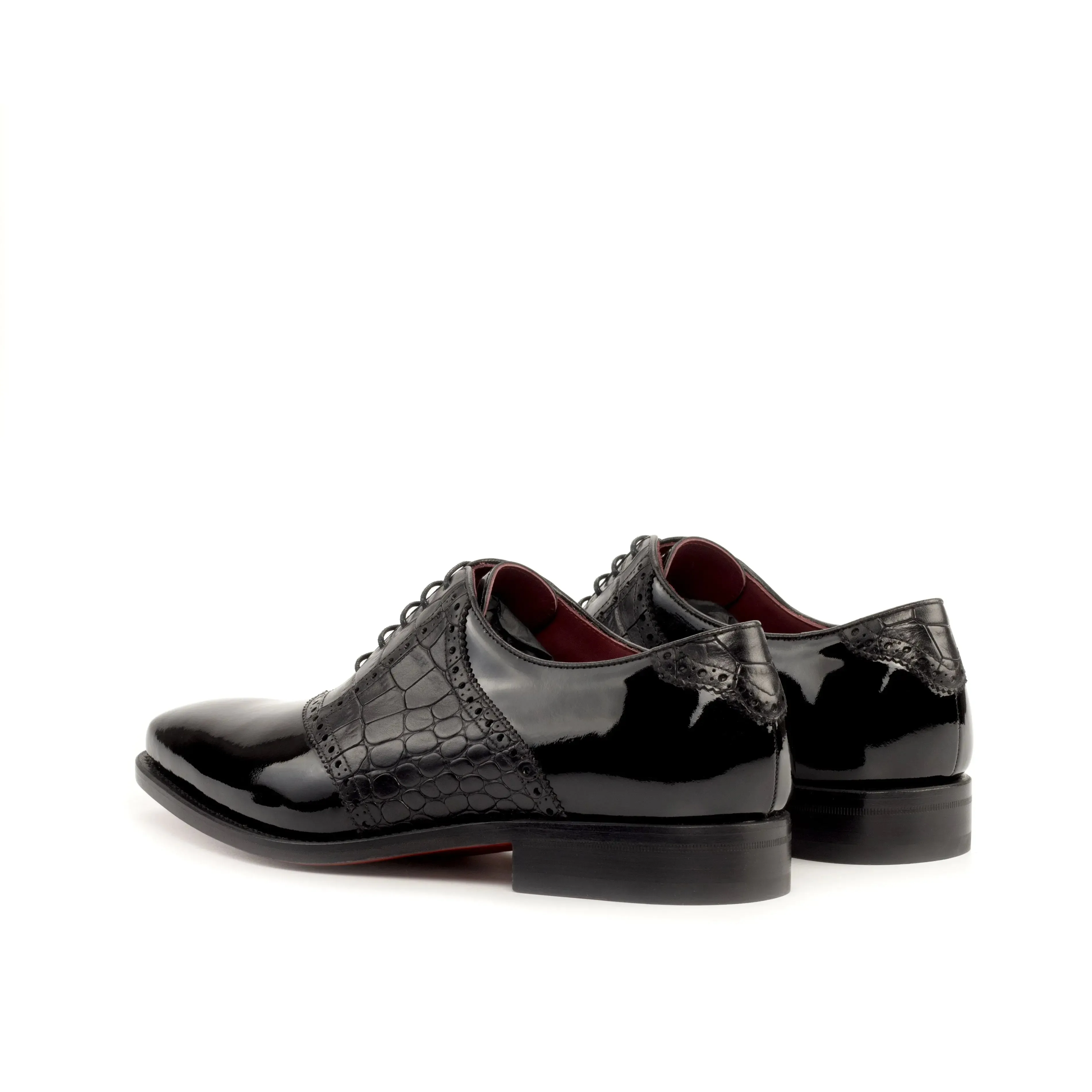 DapperFam Fabrizio in Black Men's Embossed & Italian Patent Leather Saddle