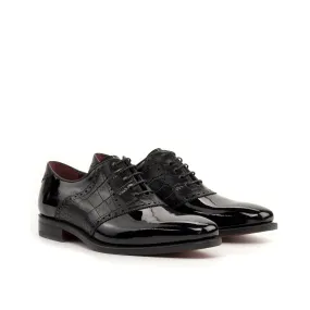 DapperFam Fabrizio in Black Men's Embossed & Italian Patent Leather Saddle