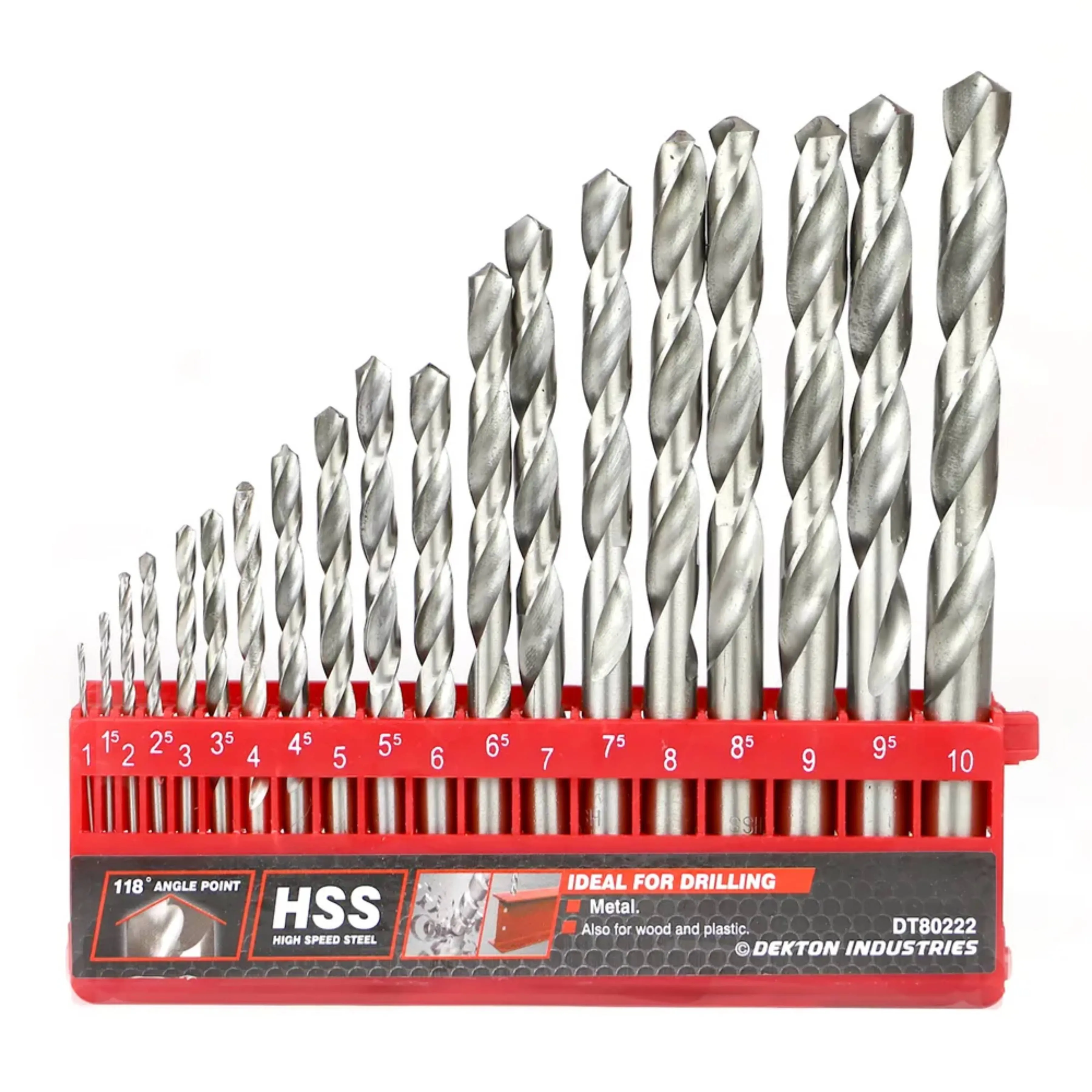 DEKTON 19PC HSS Drill Set 1-10mm