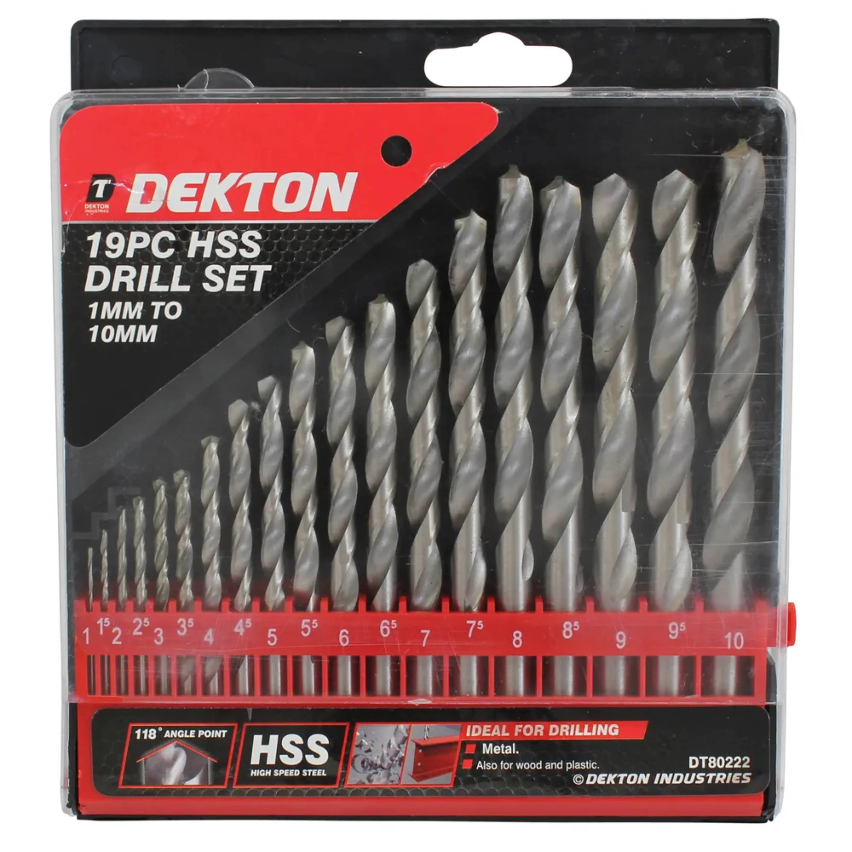 DEKTON 19PC HSS Drill Set 1-10mm