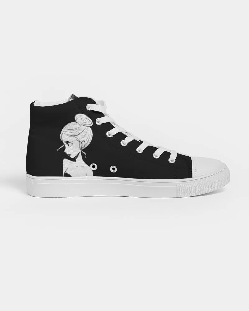 DOLLY DOODLING Ballerina Black Women's Hightop Canvas Shoe