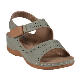 Foster Sage Perforated Double Band Velcro Sandals