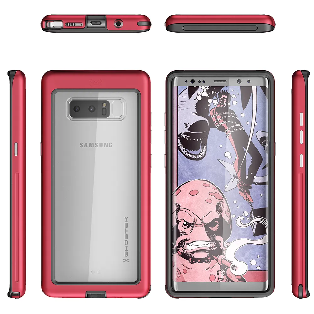 Galaxy Note 8, Ghostek Atomic Slim Galaxy Note 8 Case Shockproof Impact Hybrid Modern Design | Red