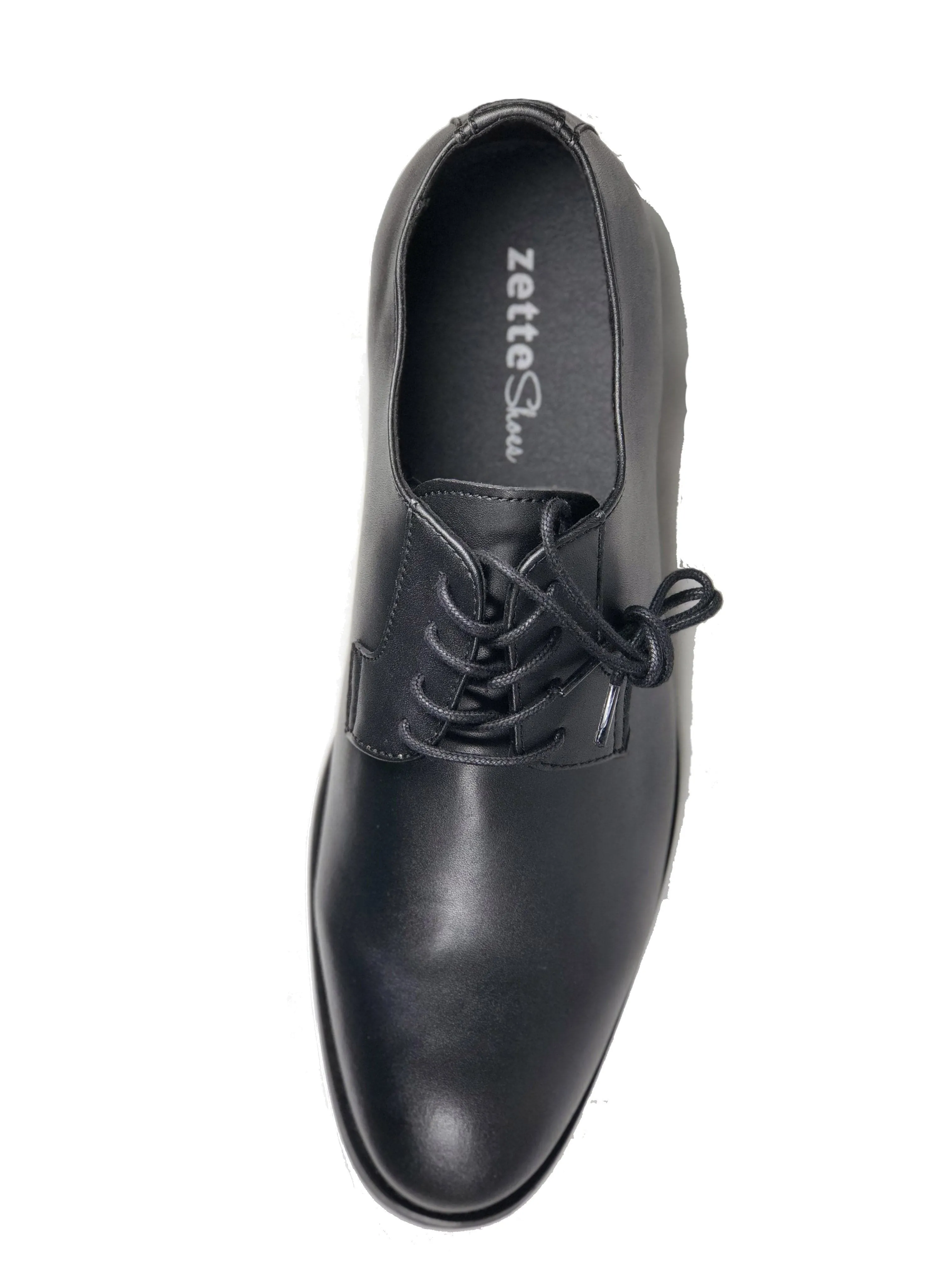 'Gideon' classic vegan derby round toe by Zette Shoes - black