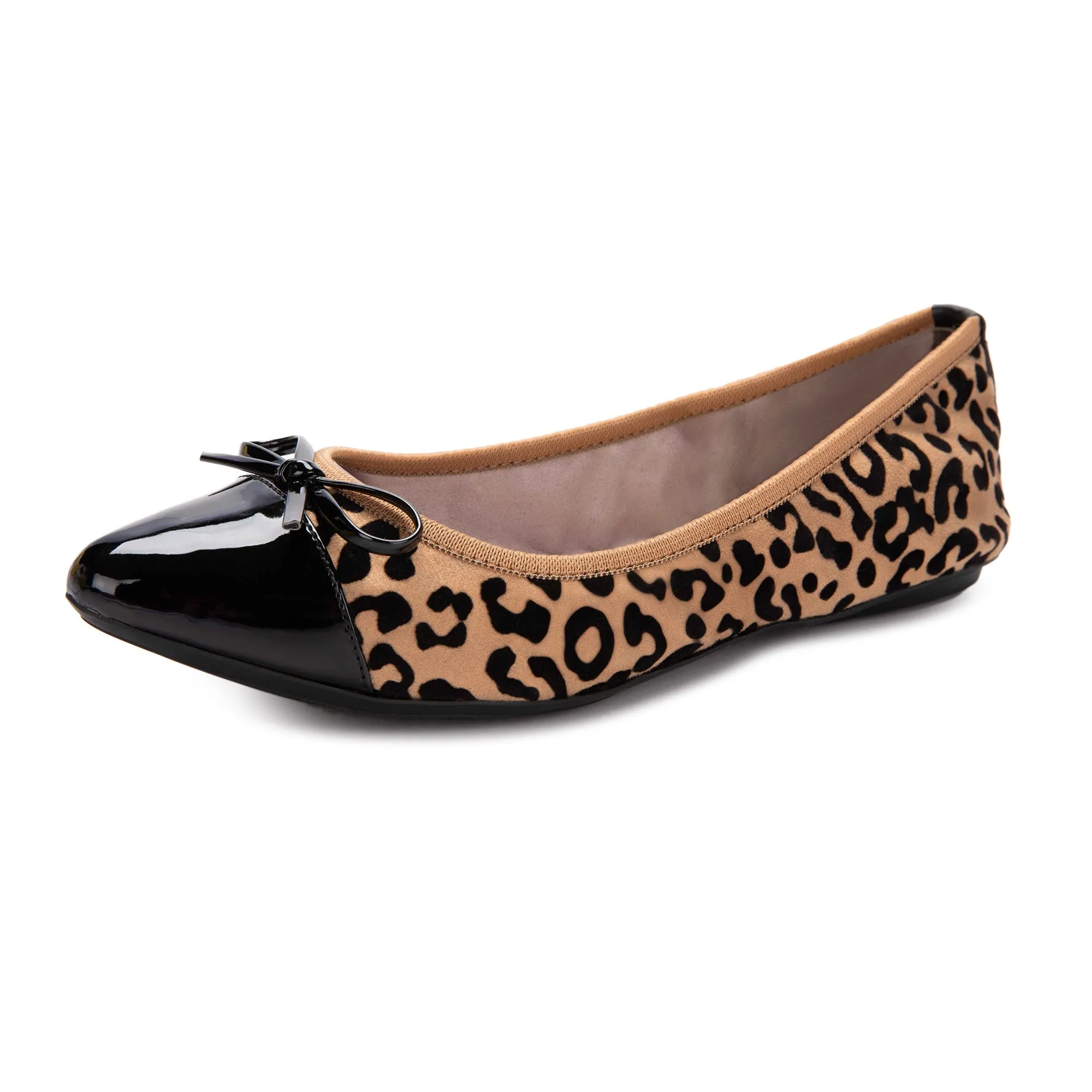 HOLLY Ballet Flat Shoes - Flocked Leopard