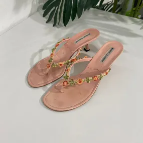 Manolo Blahnik Pink Floral Sandals