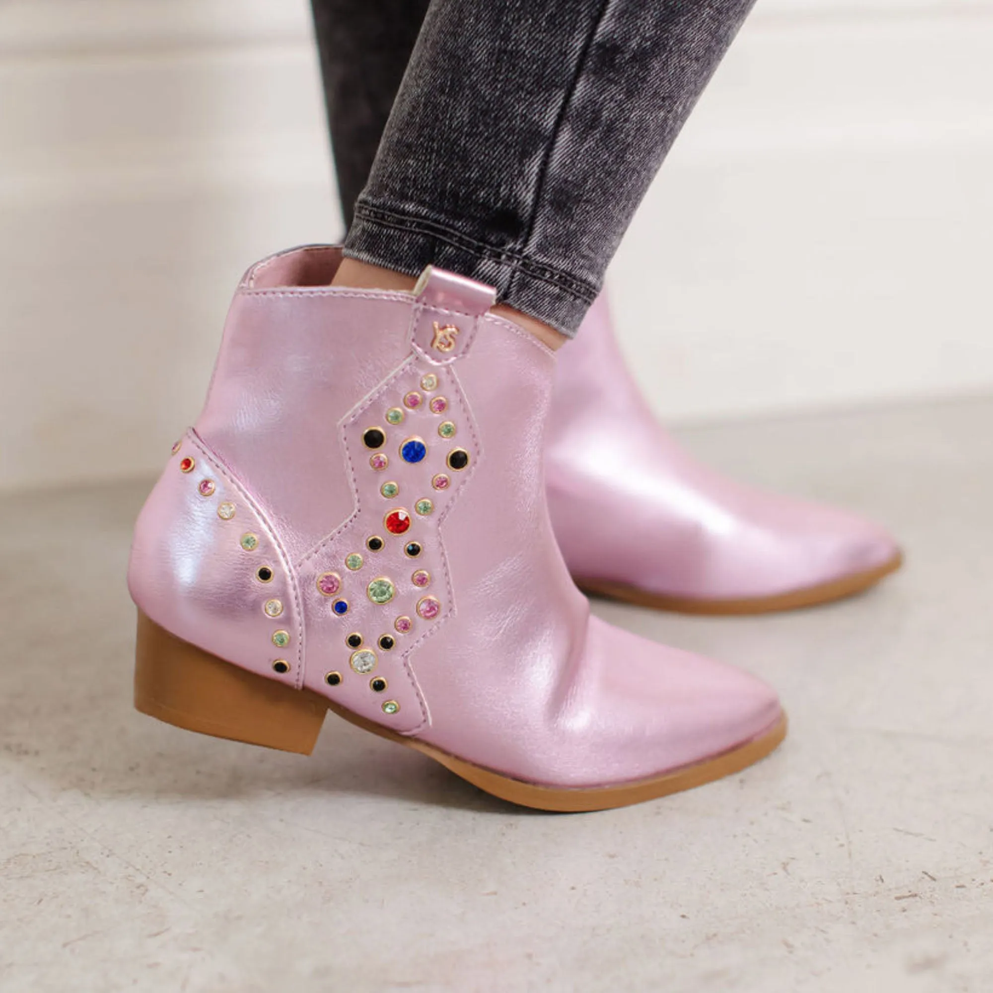 Miss Dallas Gem Western Boot in Pink - Kids