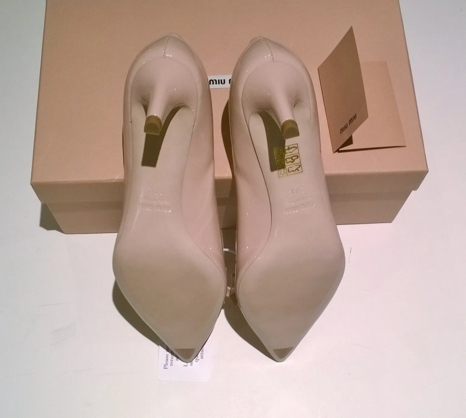 Miu Miu Cipria Bow Heels 50 in Pale Pink Nude Patent