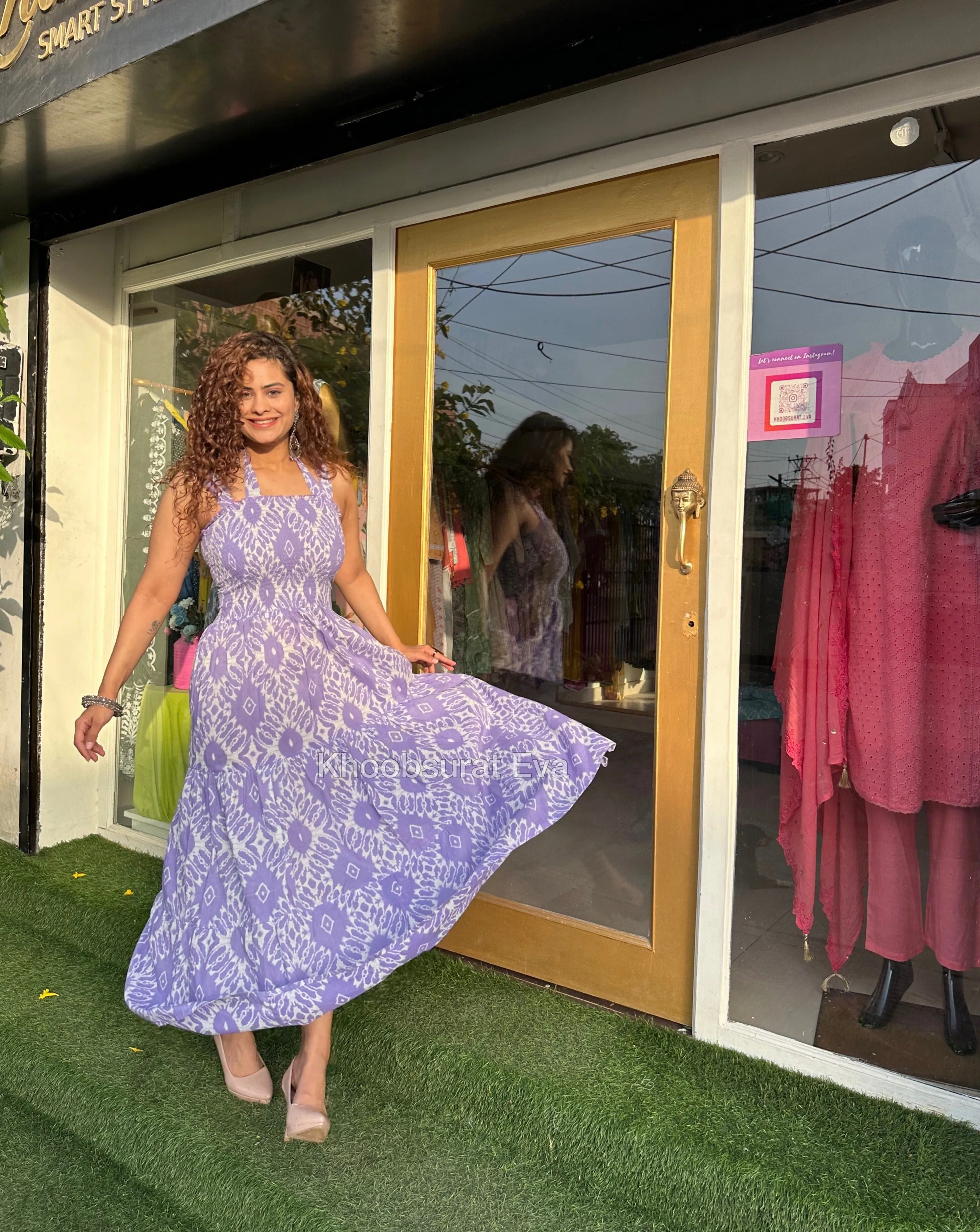 PURPLE COTTON TIERED MAXI DRESS