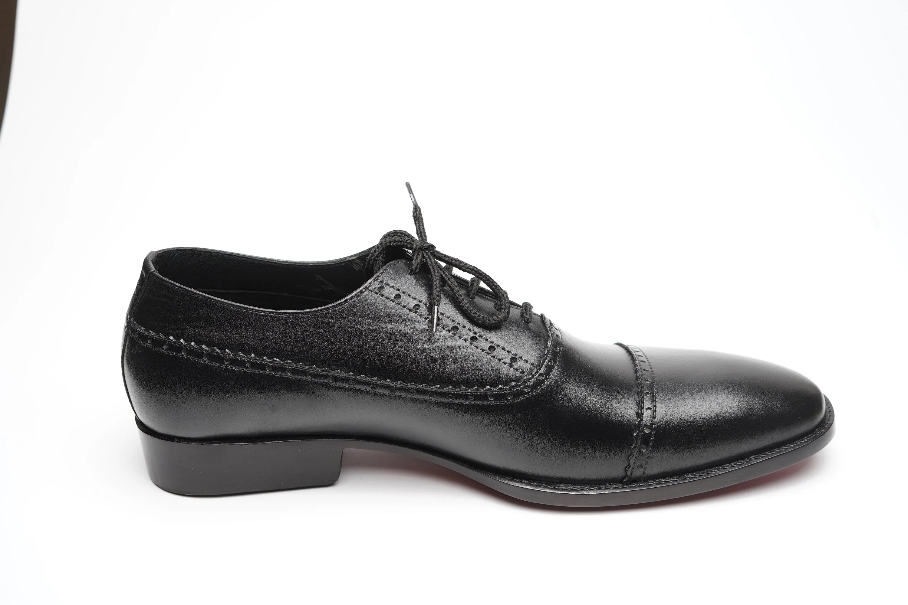 Real handmade Black Cap Toe Oxford Made of full Grain Natural Crust leather