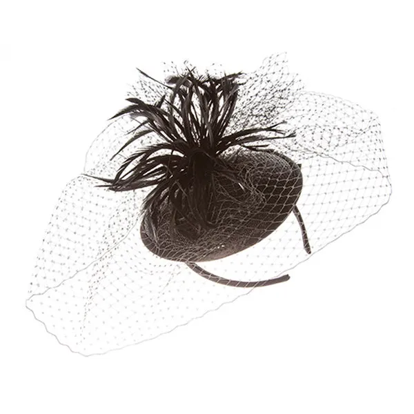 Something Special - Feather Fascinator Hat with Lace Veil