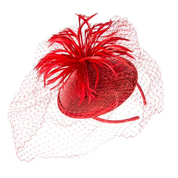 Something Special - Feather Fascinator Hat with Lace Veil