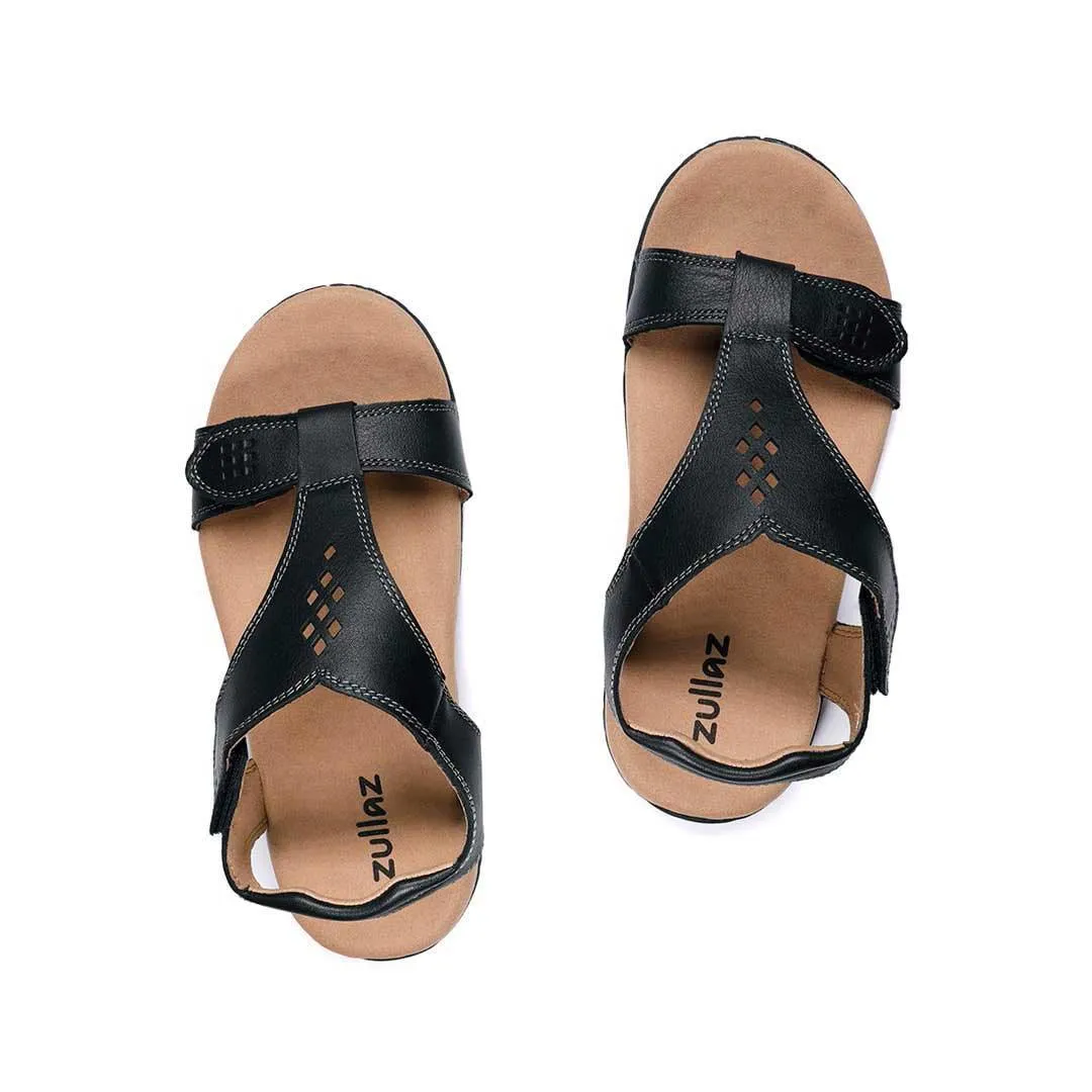 Talia – Black Leather Sandals