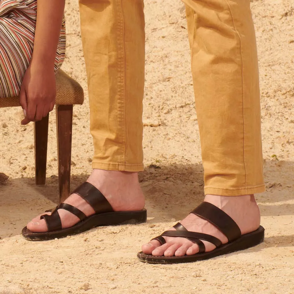 The Good Shepherd - Leather Toe Loop Slide | Brown