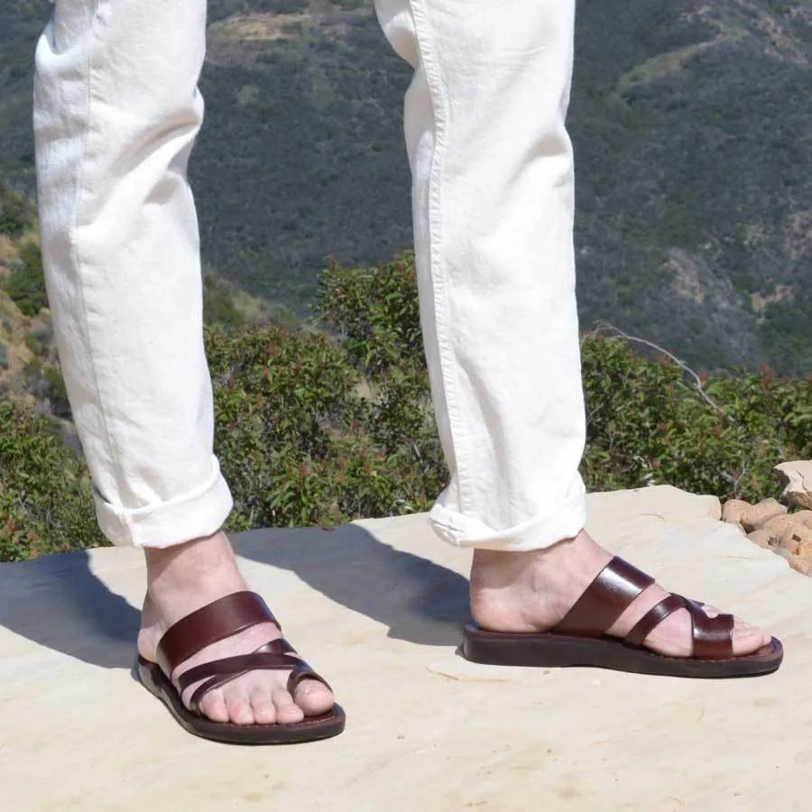 The Good Shepherd - Leather Toe Loop Slide | Brown