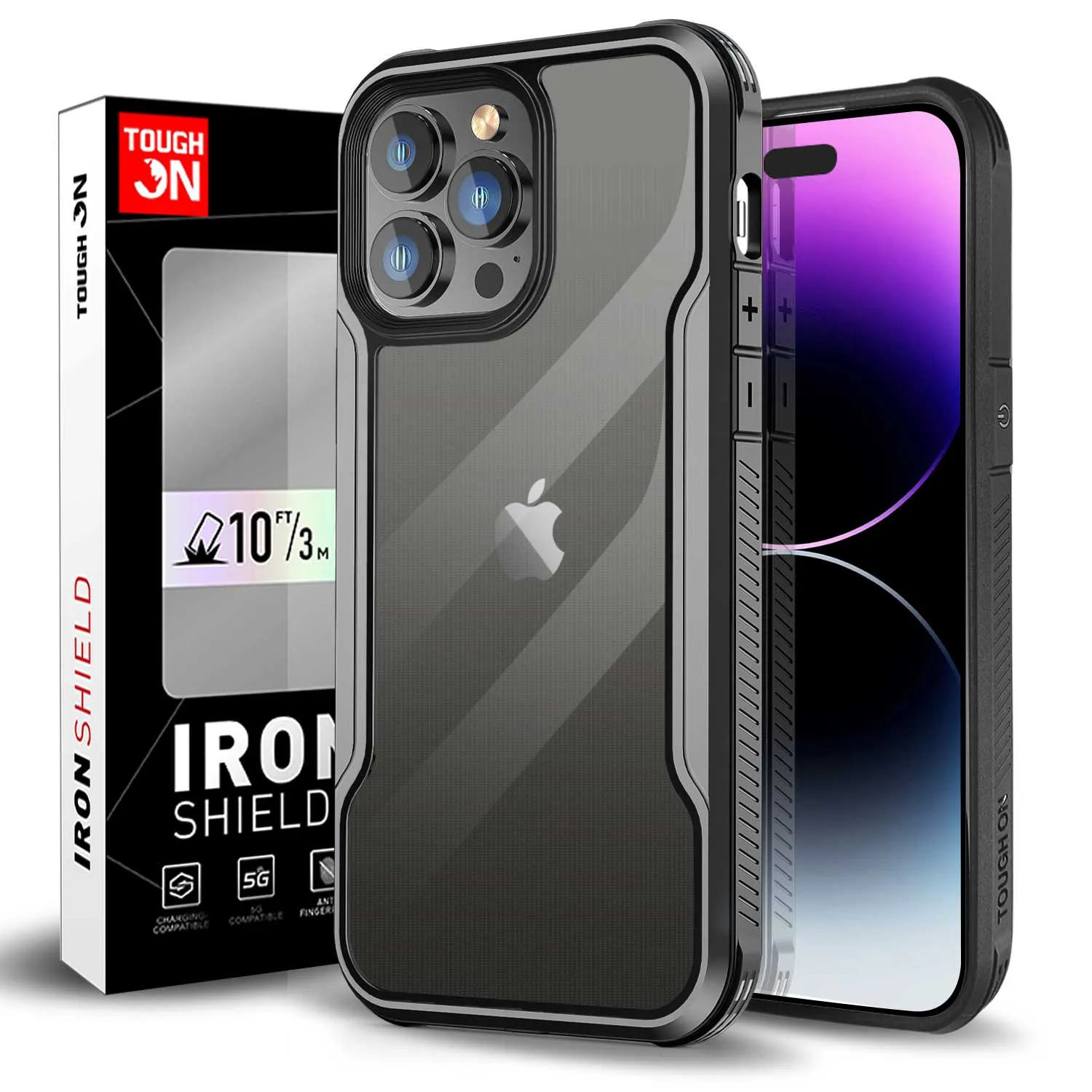 Tough On iPhone 14 Pro Case Iron Shield Black