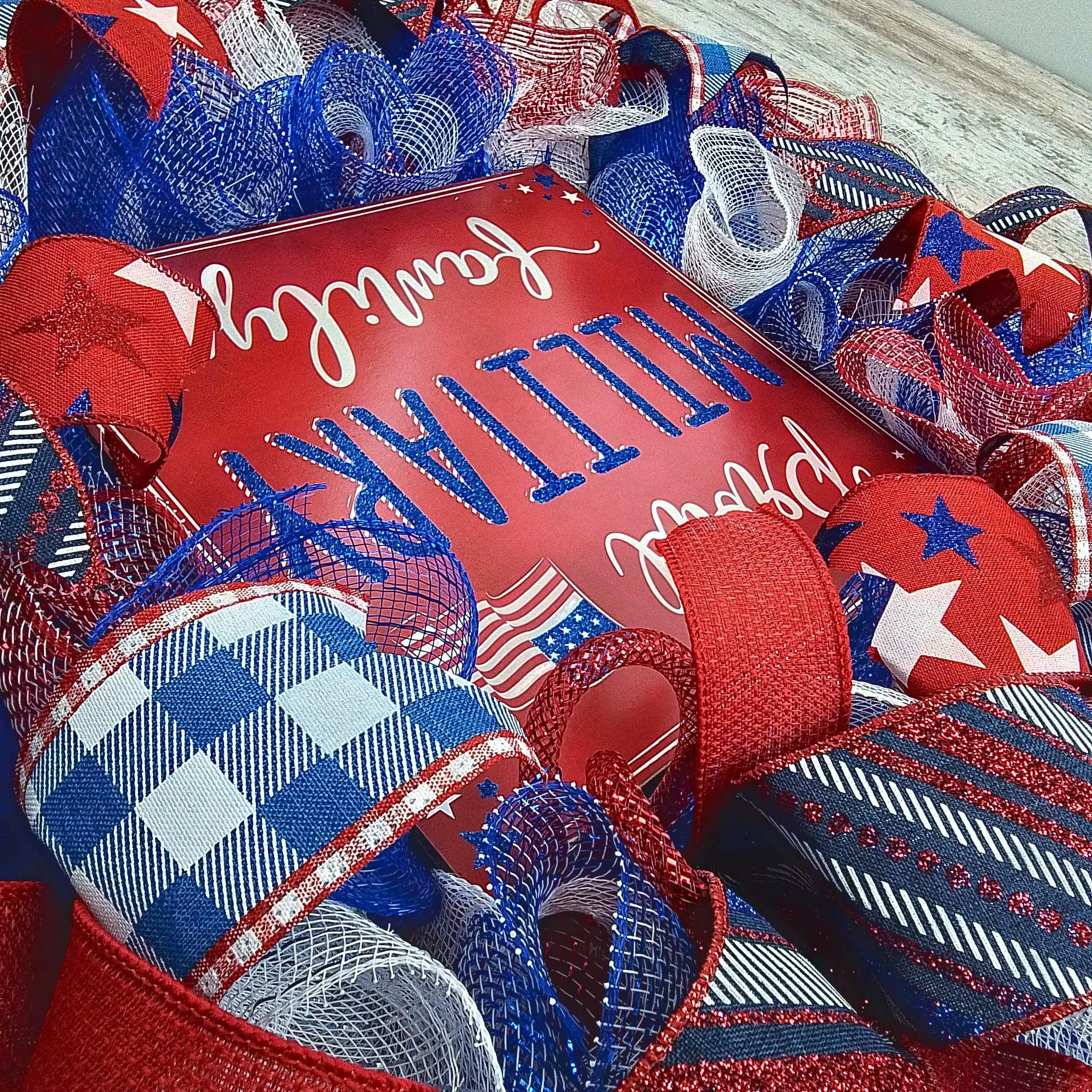 USA Proud Military Family Mesh Door Wreath