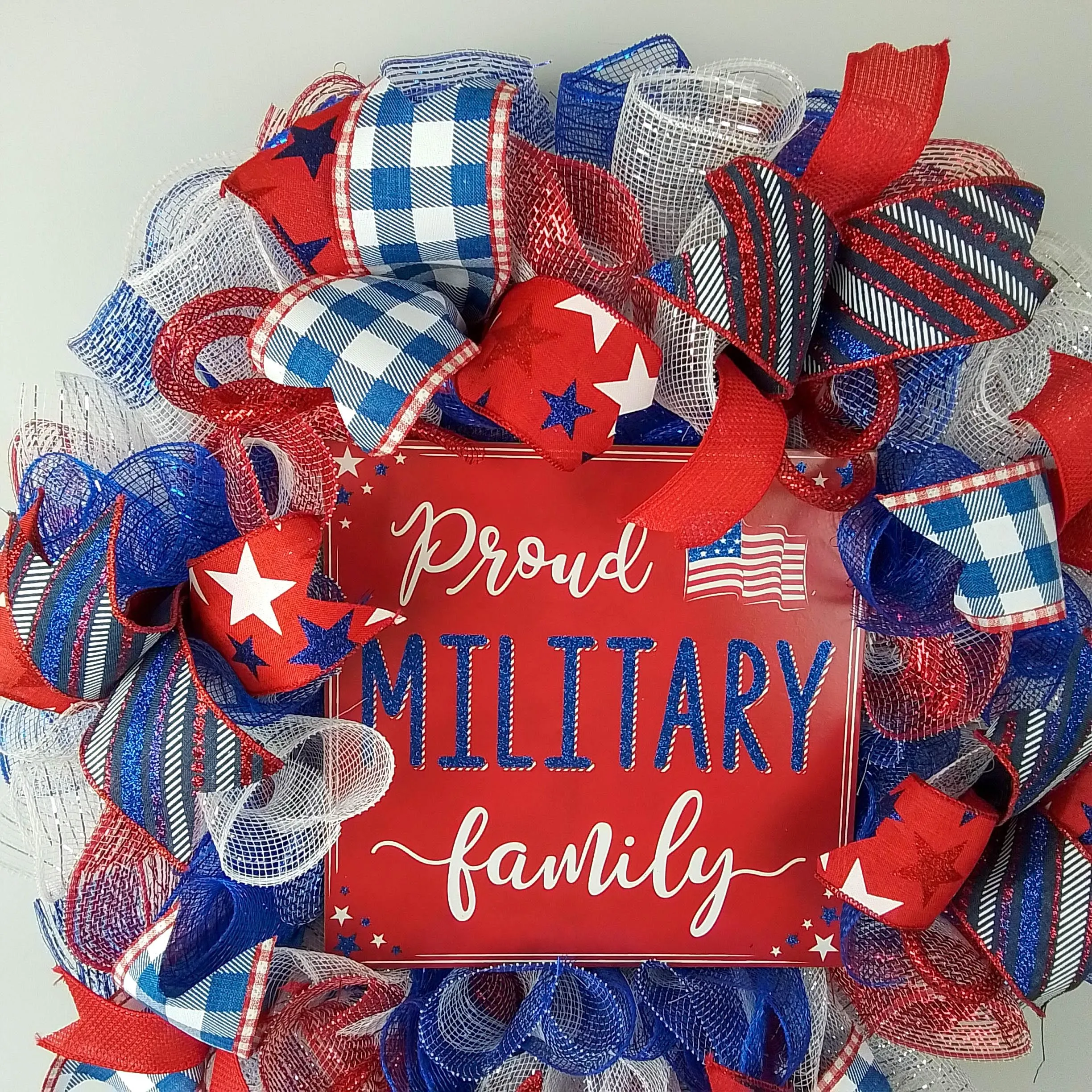 USA Proud Military Family Mesh Door Wreath