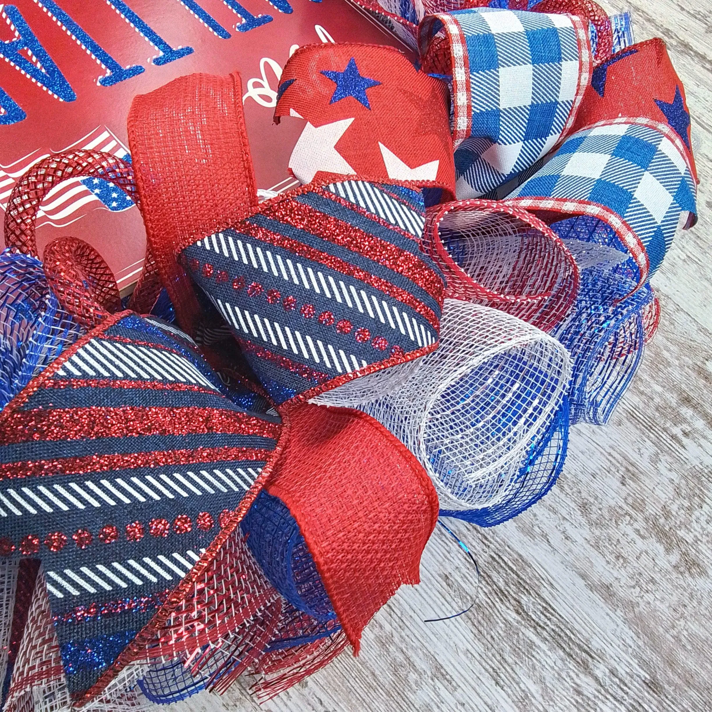 USA Proud Military Family Mesh Door Wreath