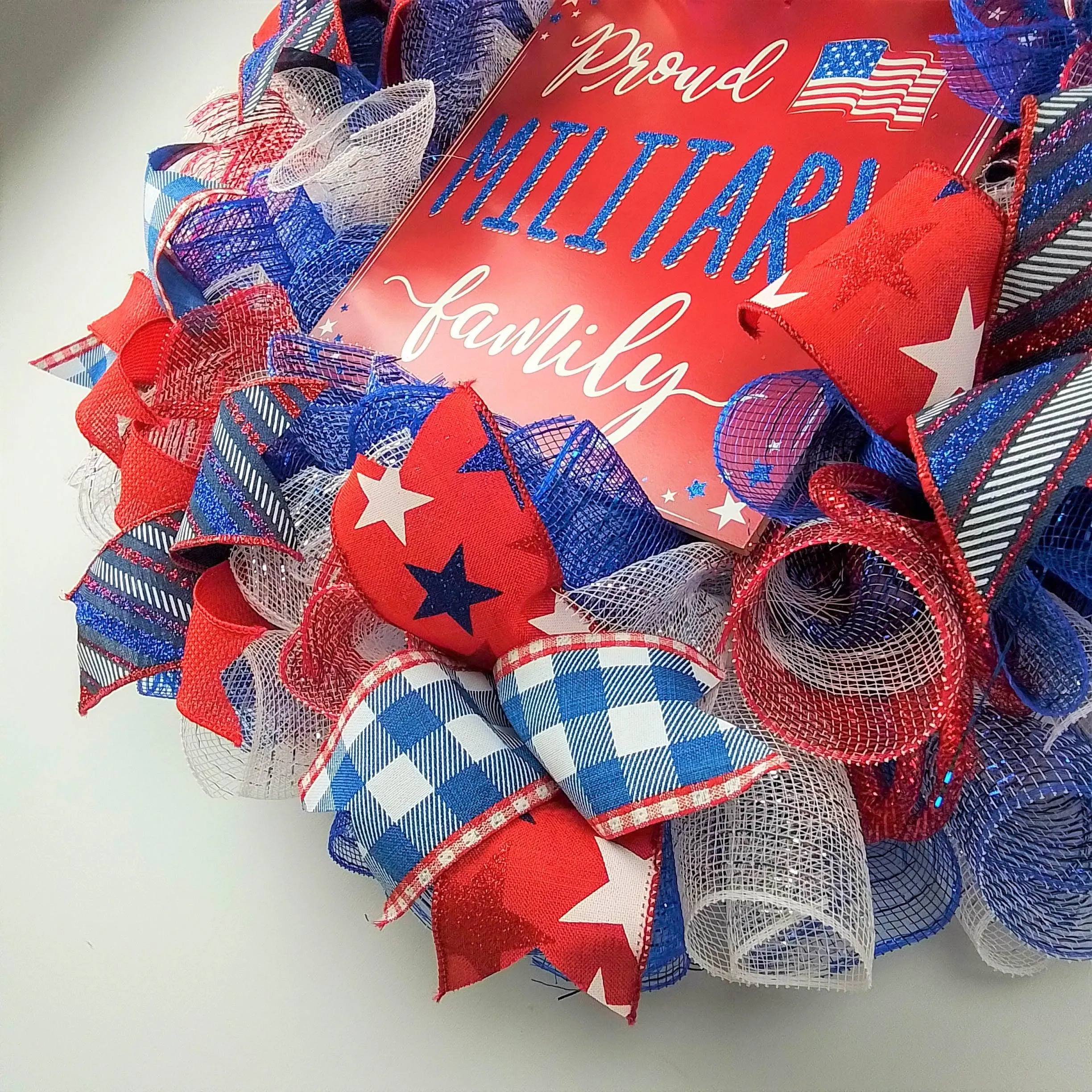 USA Proud Military Family Mesh Door Wreath