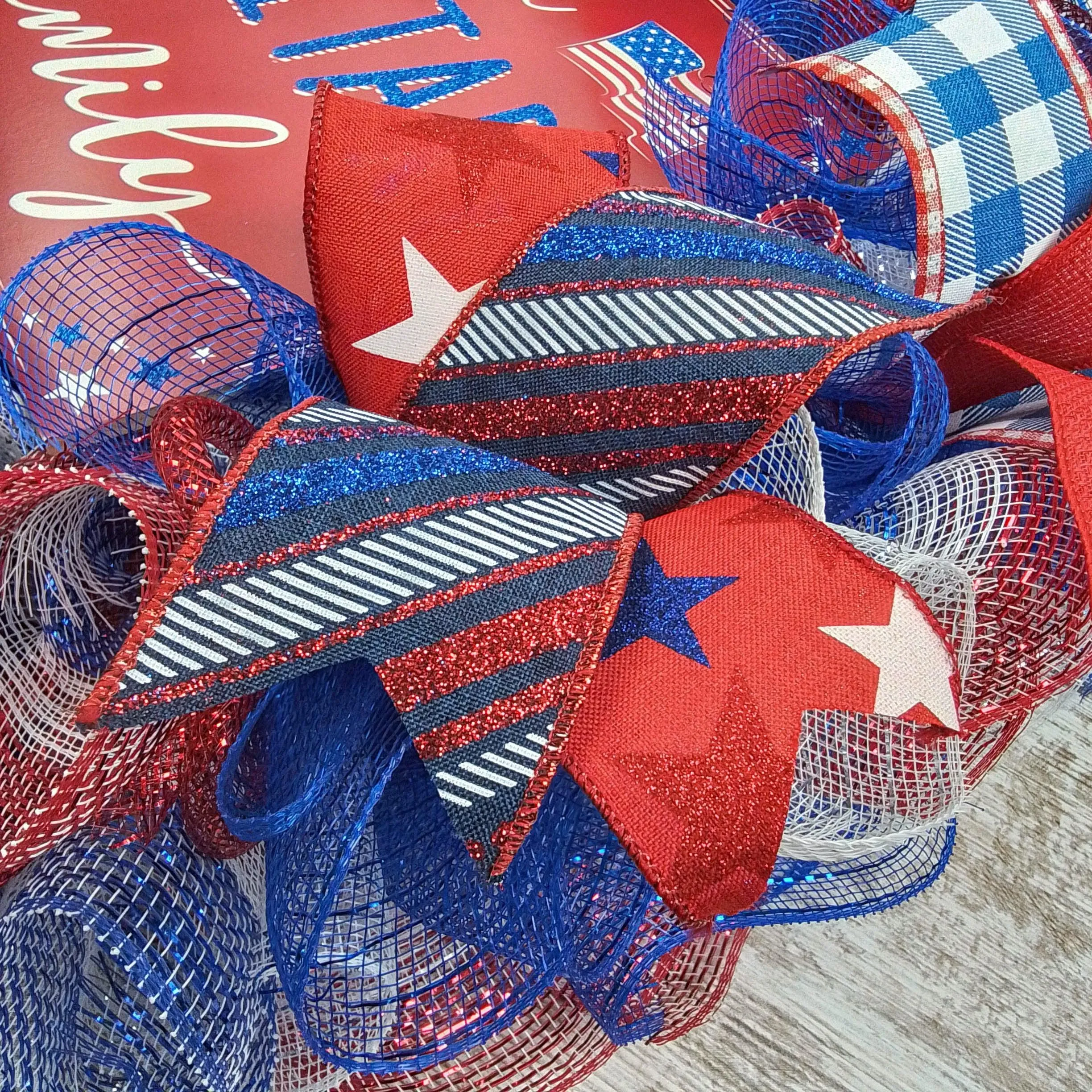 USA Proud Military Family Mesh Door Wreath