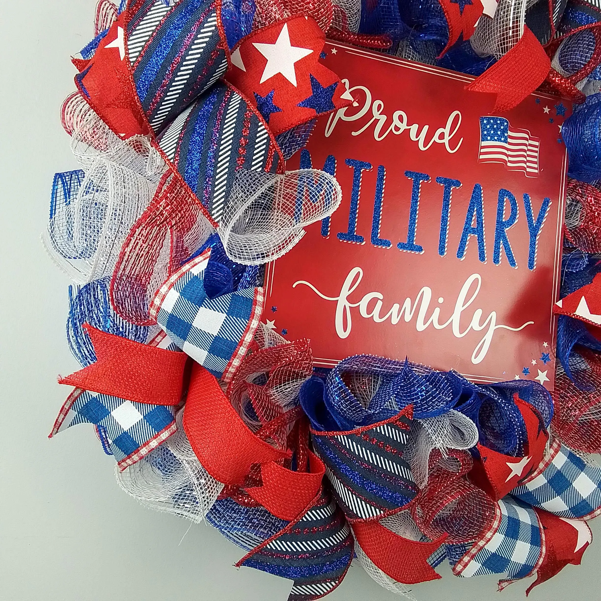 USA Proud Military Family Mesh Door Wreath