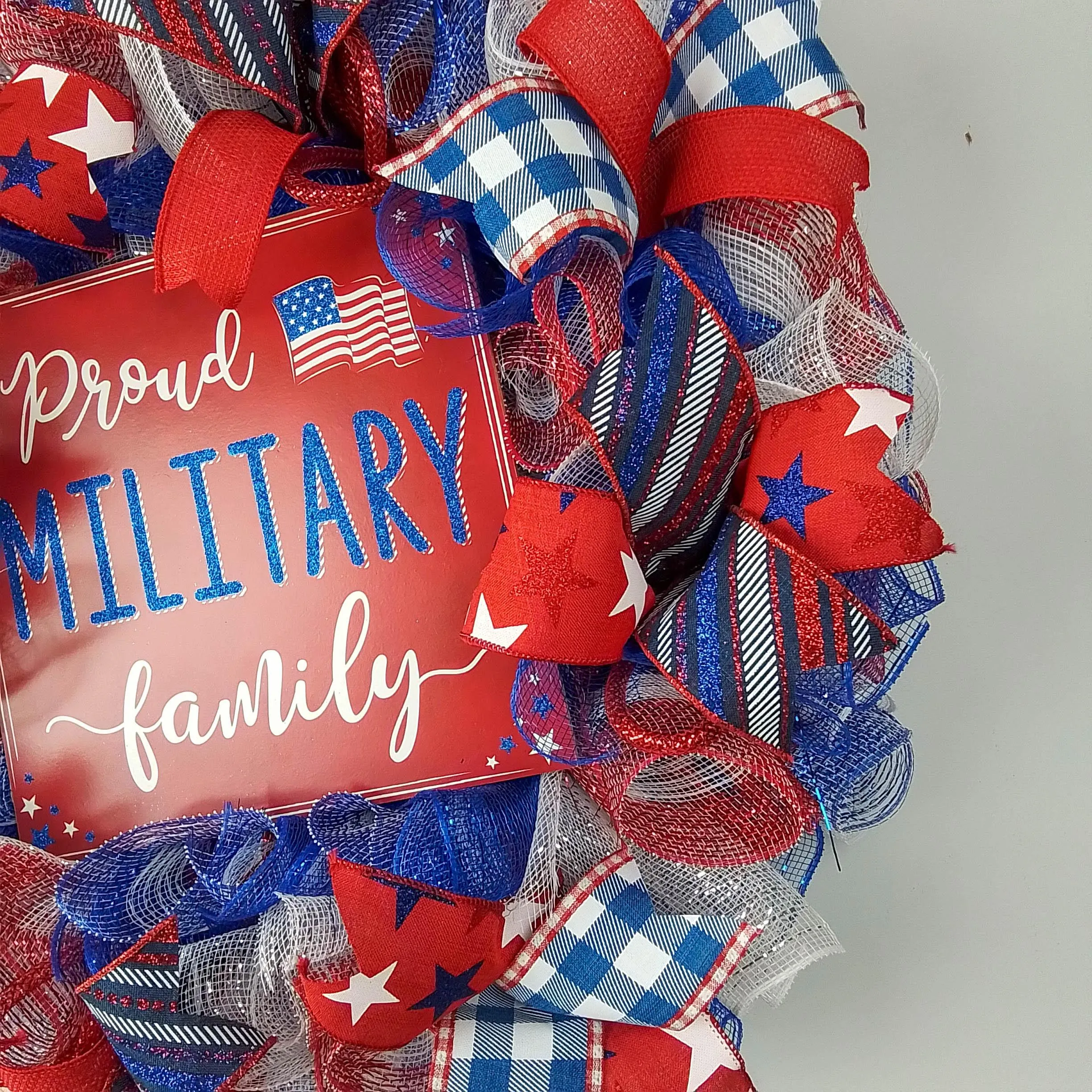 USA Proud Military Family Mesh Door Wreath